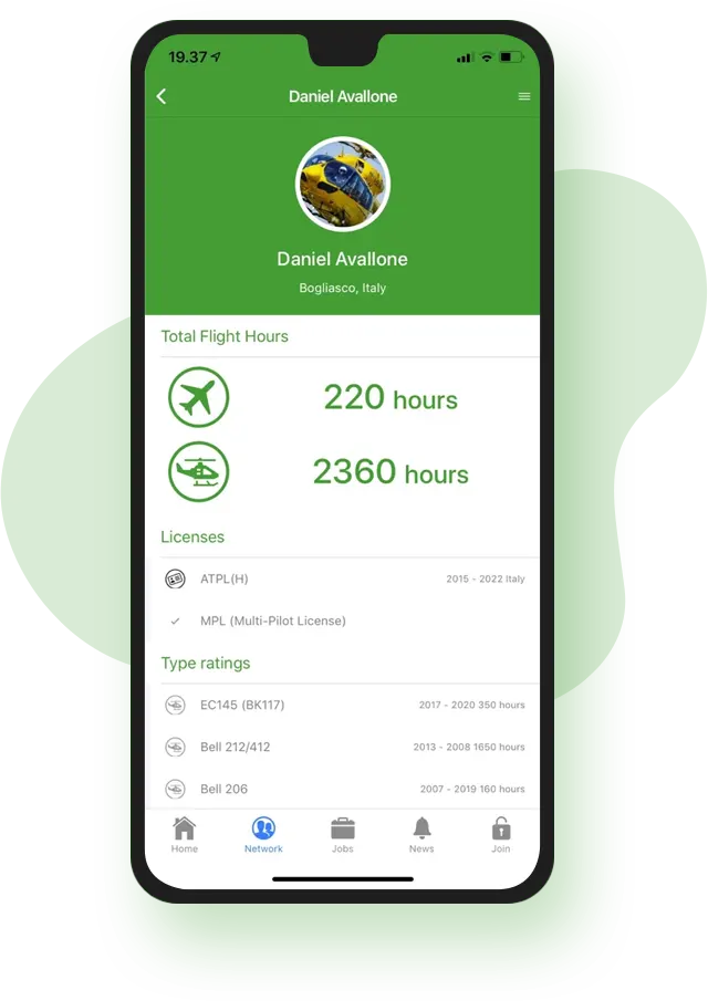 aviation career mobile app pilot details